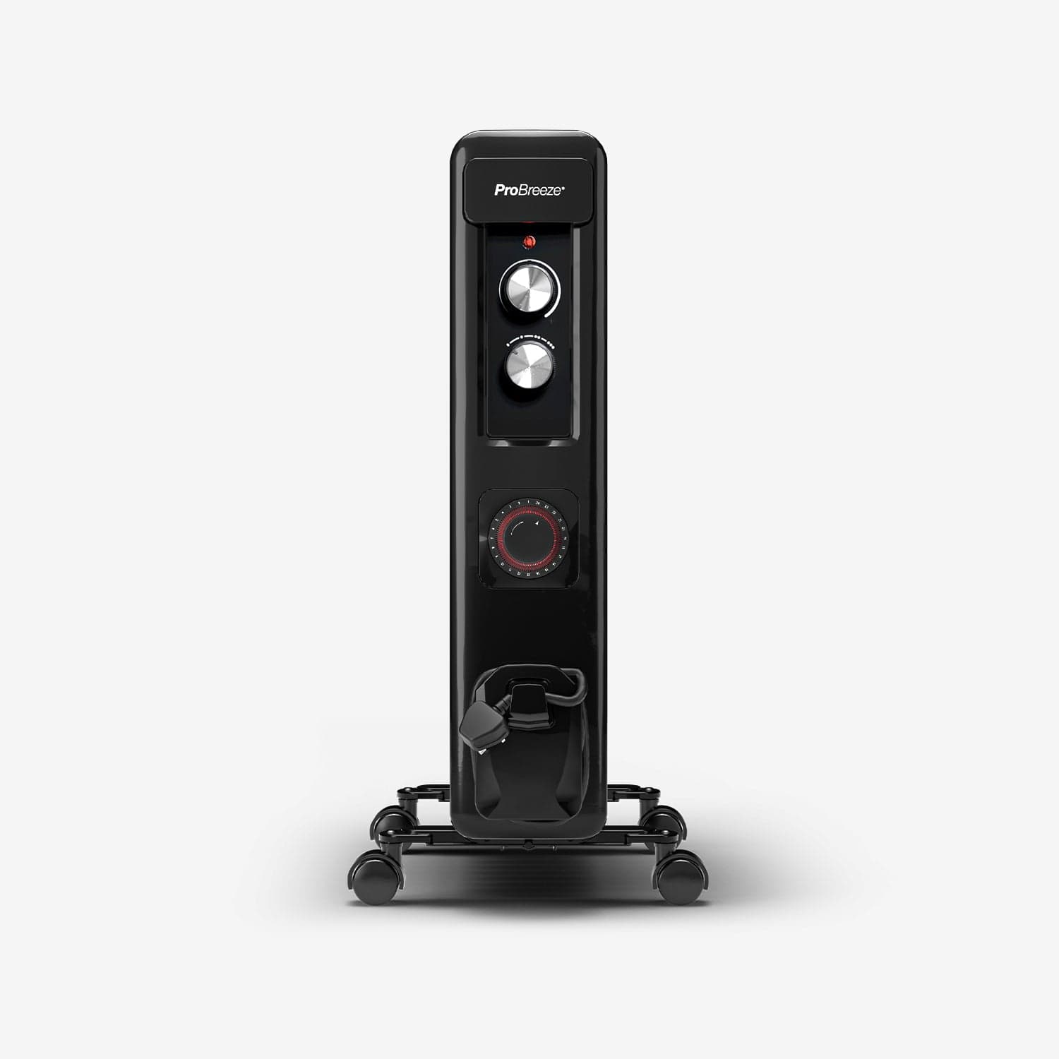 2500W 11 Fins Oil Filled Radiator Heater with Thermostat Control - Black