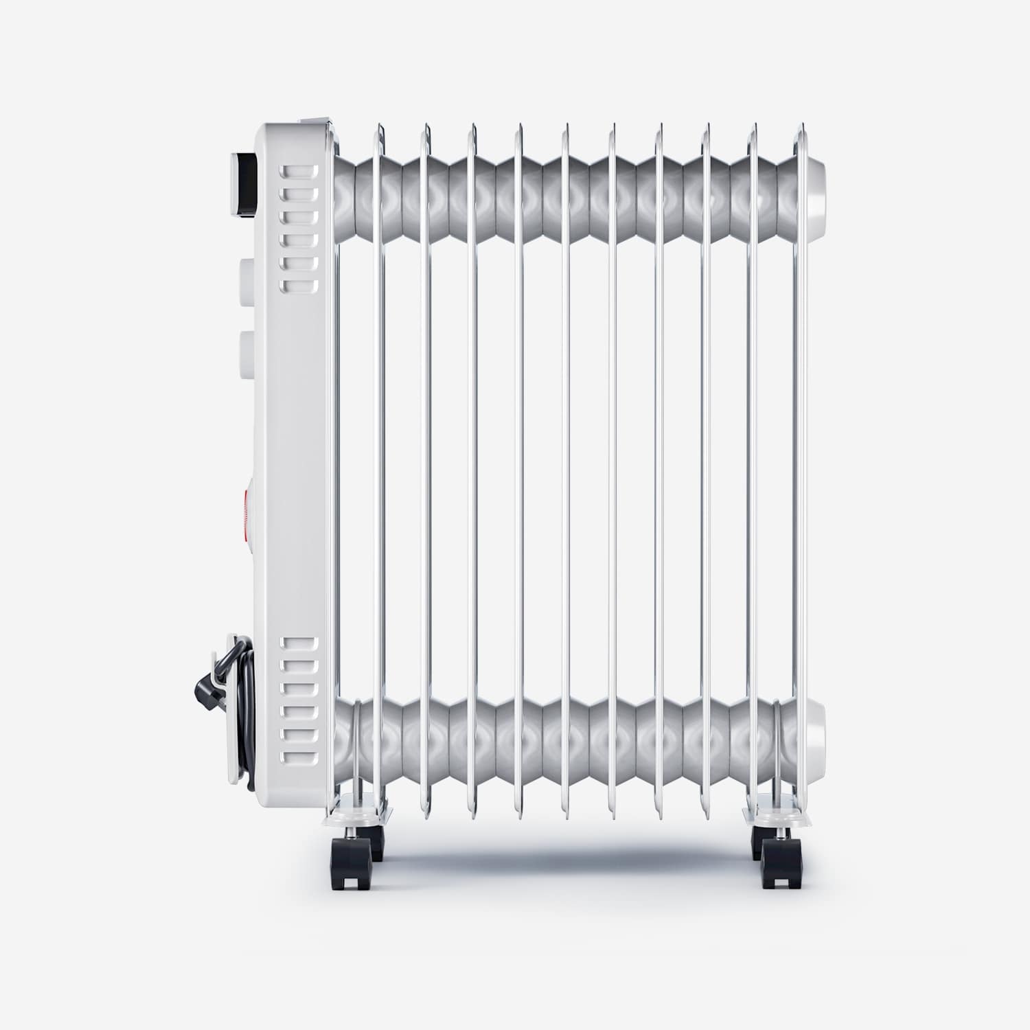 2500W 11 Fins Oil Filled Radiator Heater with Thermostat Control - White
