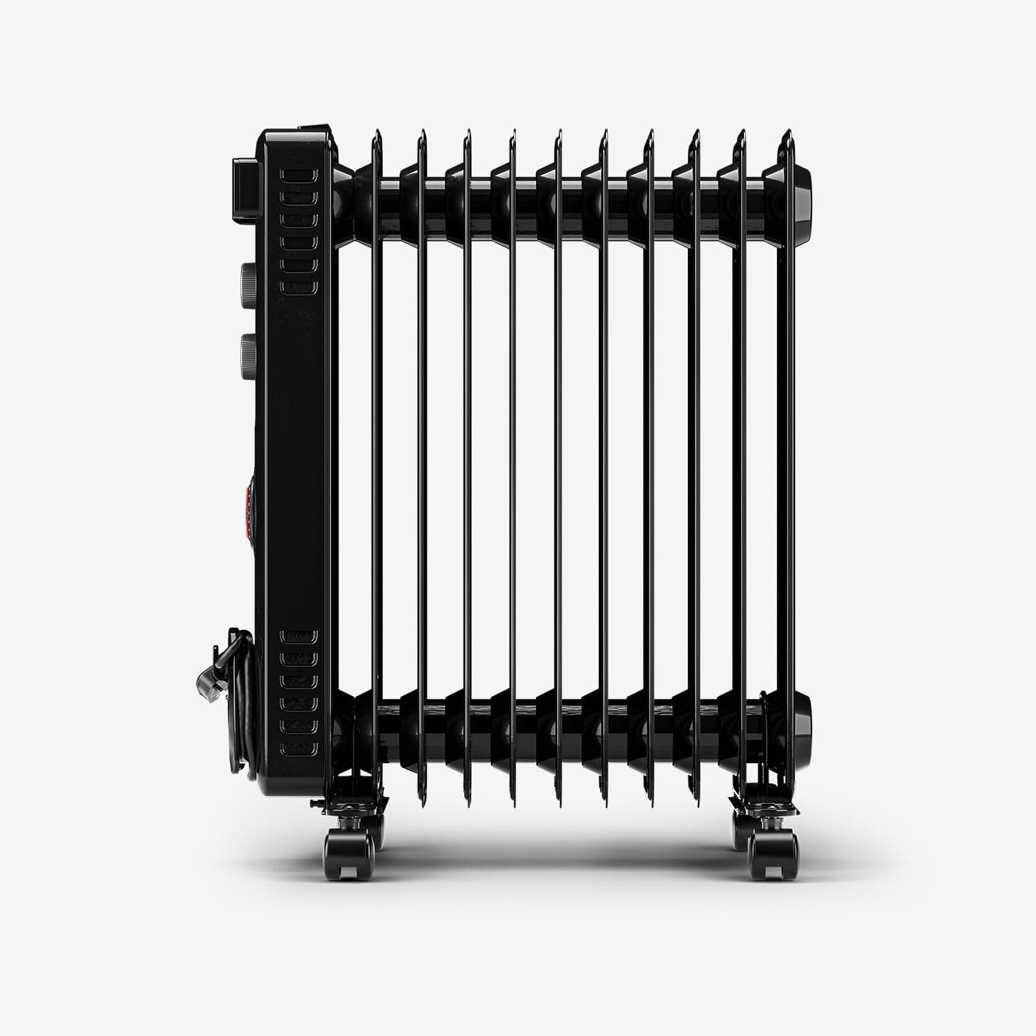 2500W 11 Fins Oil Filled Radiator Heater with Thermostat Control - Black