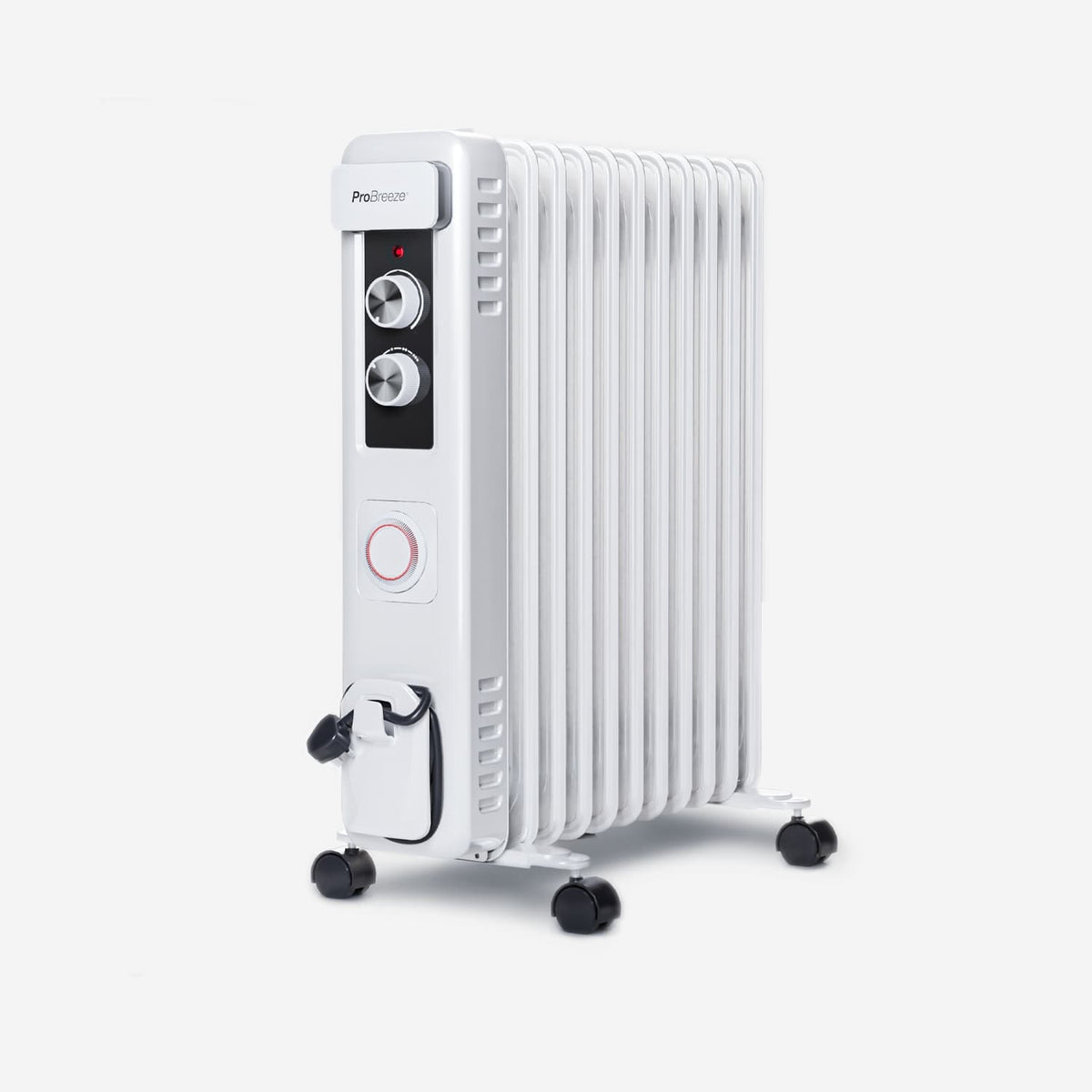 2500W 11 Fins Oil Filled Radiator Heater with Thermostat Control - White