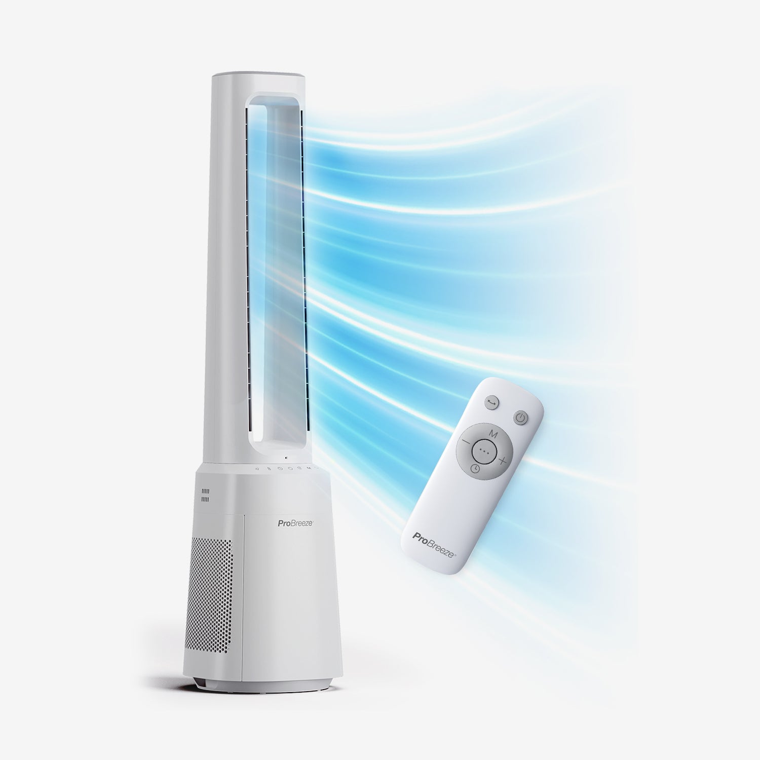 OmniAir 41" Premium Bladeless Tower Fan and Air Purifier - White