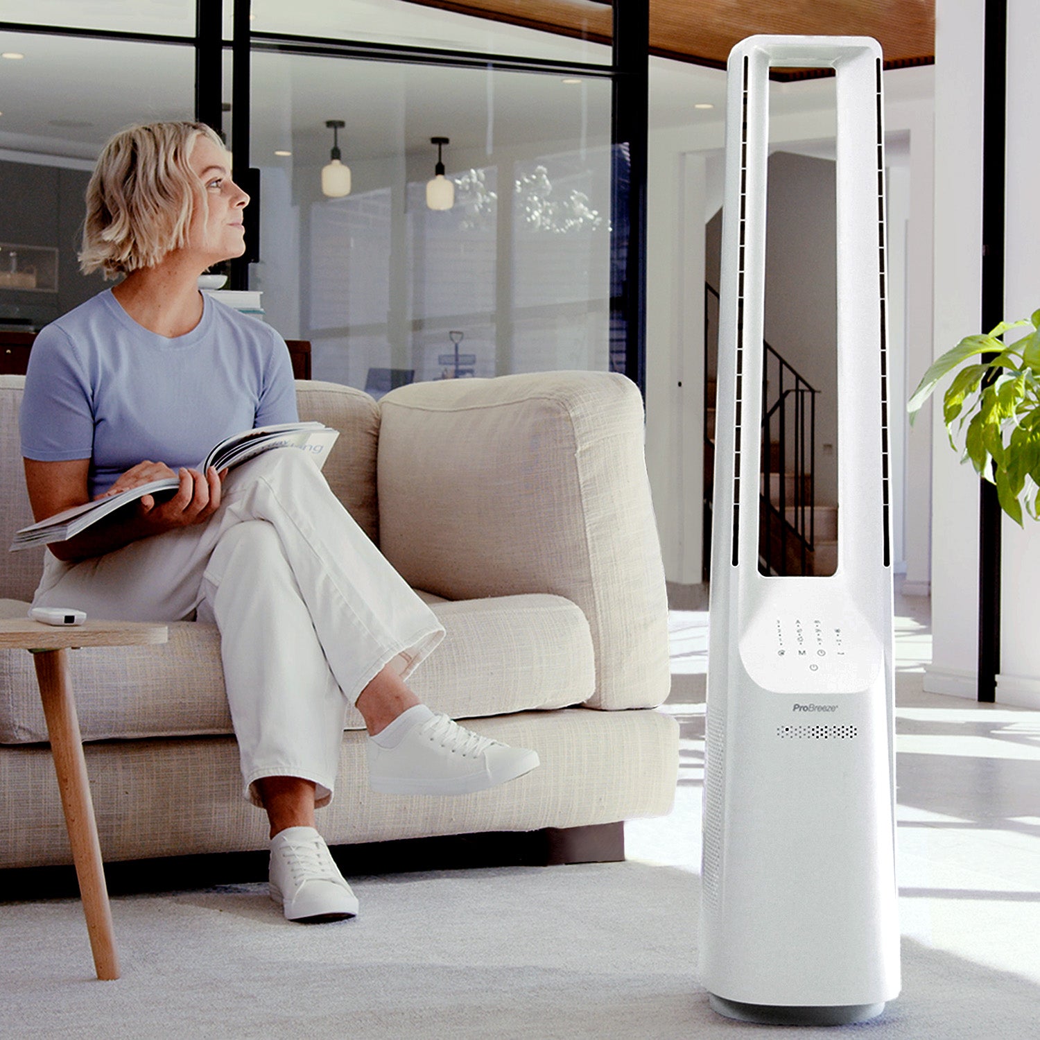 40" Bladeless Tower Fan with Smart App Control - White