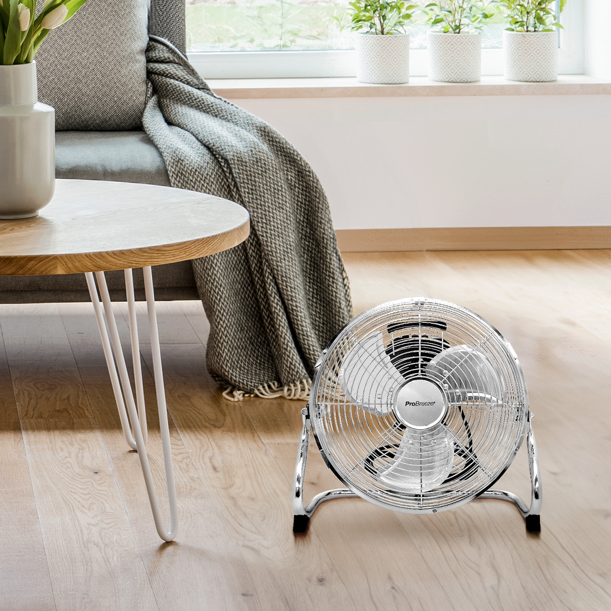 12" Chrome Gym Floor Fan