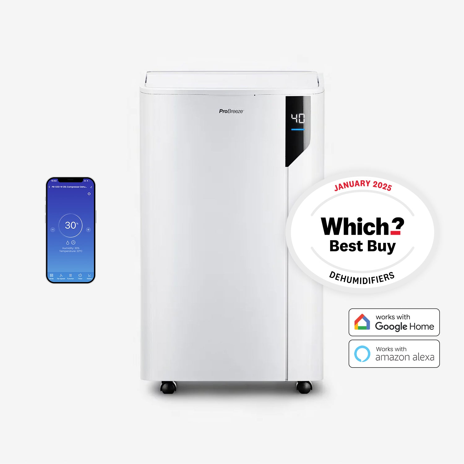 20L Premium Dehumidifier with Special One-Click Laundry Mode and Smart App Control