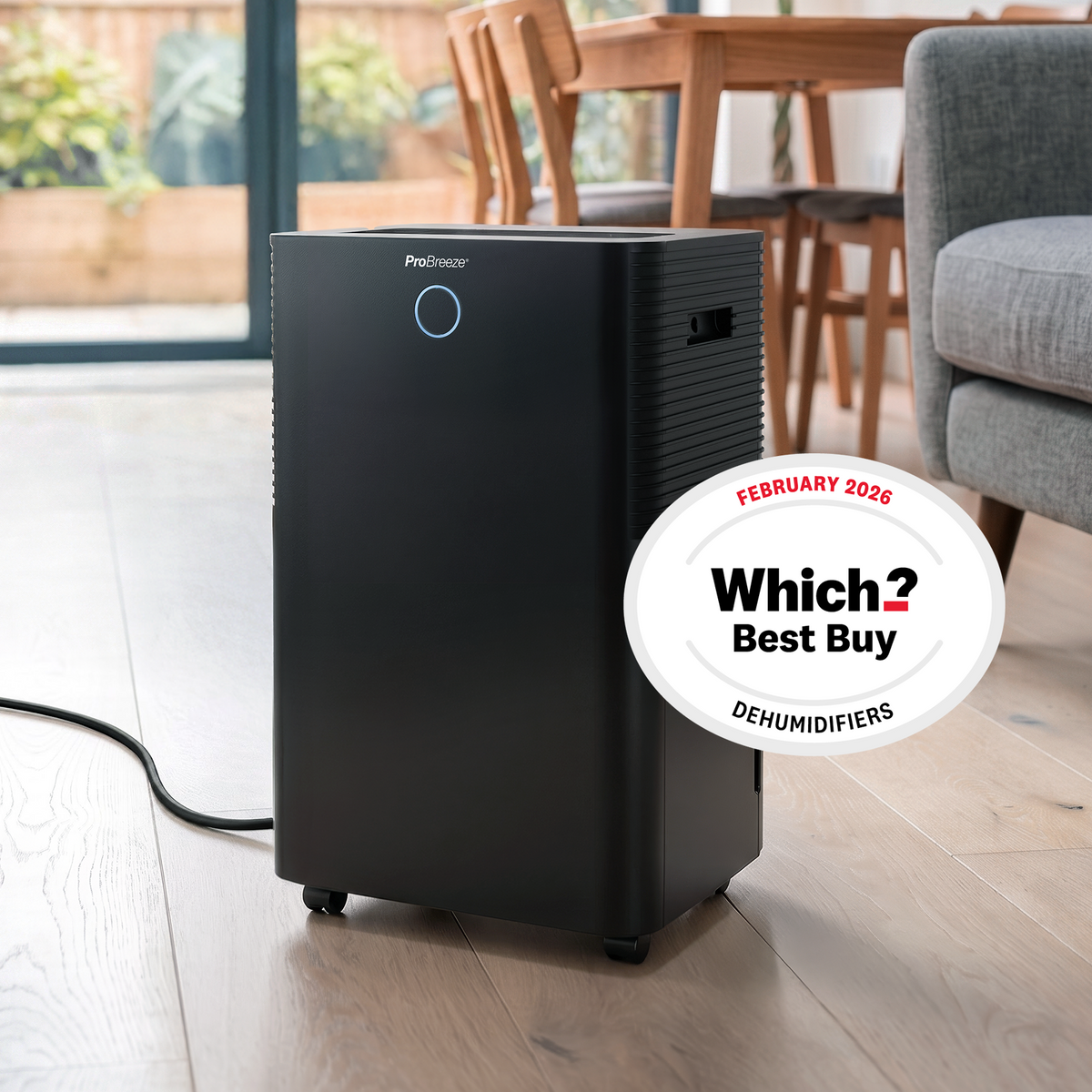 OmniDry 20L Quiet Low Energy Dehumidifier with Laundry Mode and Smart App Control - Black
