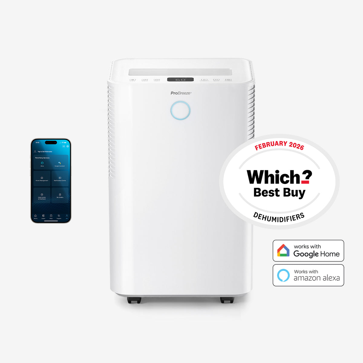 OmniDry 20L Quiet Low Energy Dehumidifier with Laundry Mode and Smart App Control