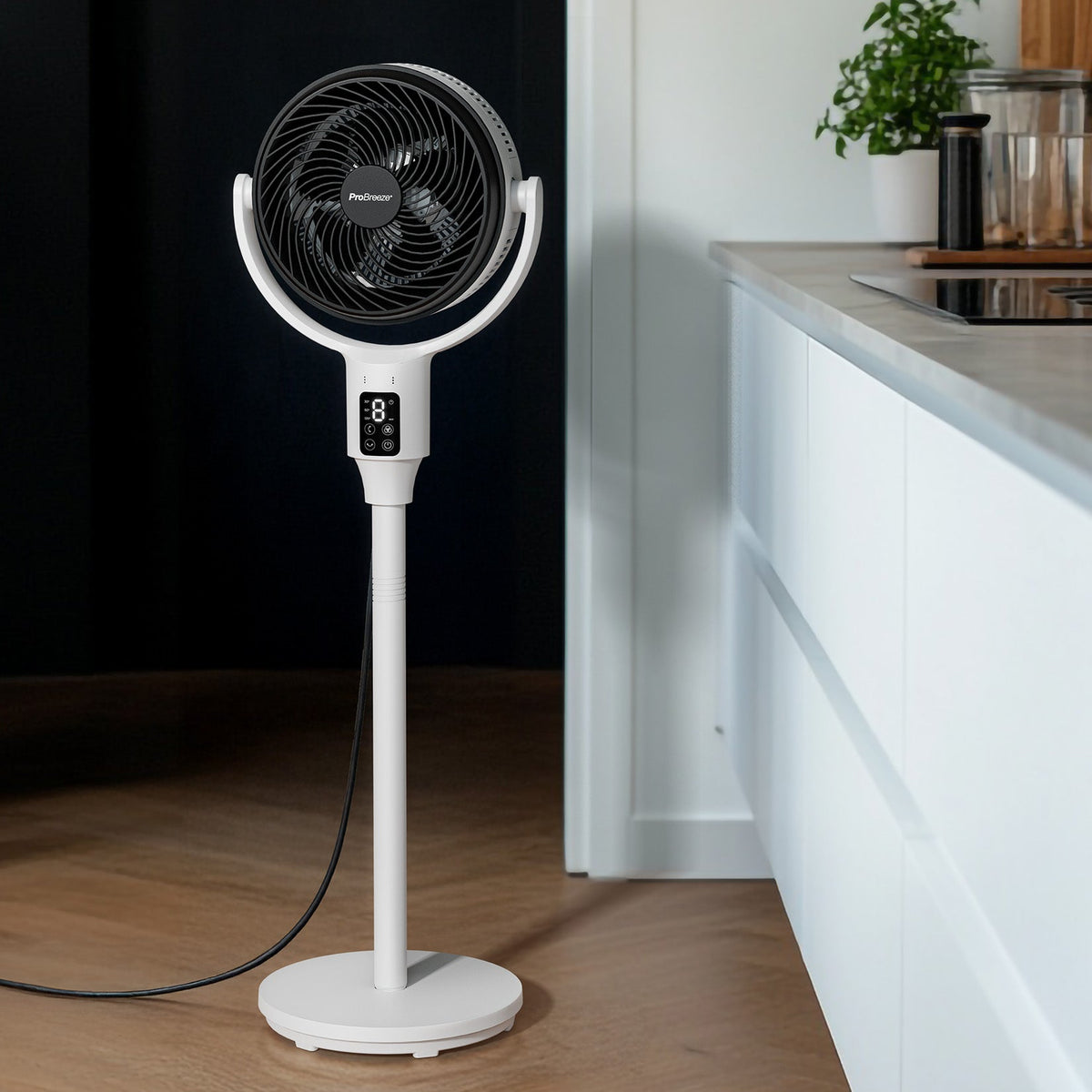 AirFlo™ 43" Hybrid Pedestal Fan - Ultra-Quiet Air Circulator - White