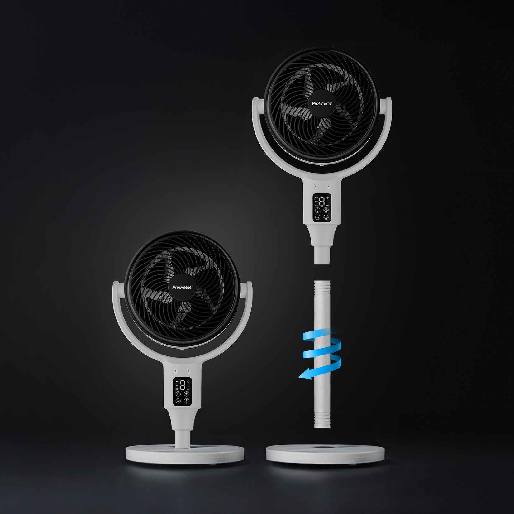 AirFlo™ 43" Smart Hybrid Pedestal Fan - Ultra-Quiet Air Circulator - White
