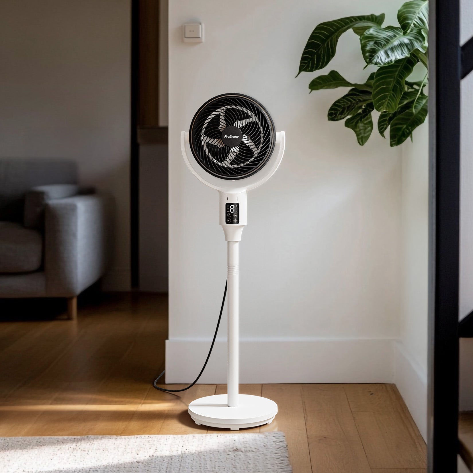 AirFlo™ 43" Smart Hybrid Pedestal Fan - Ultra-Quiet Air Circulator - White