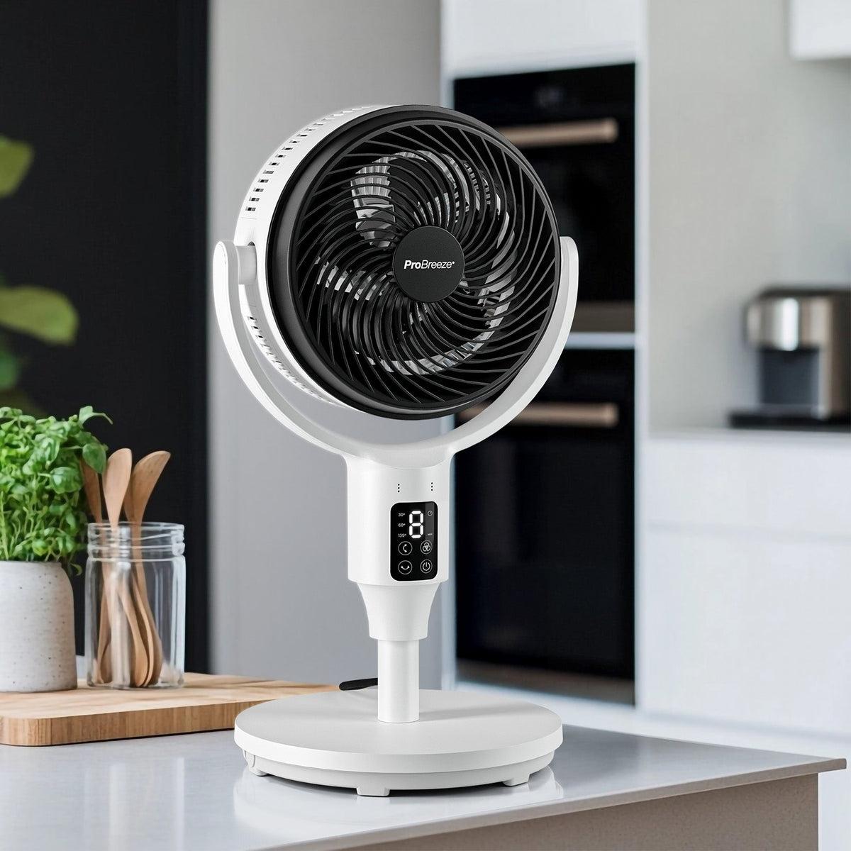 AirFlo™ 43" Smart Hybrid Pedestal Fan - Ultra-Quiet Air Circulator - White