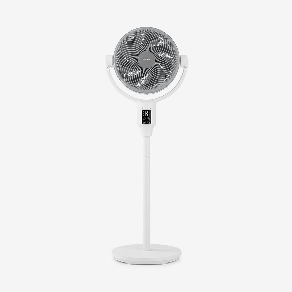 AirFlo Plus™ 44" Hybrid Pedestal Fan - Ultra-Quiet Air Circulator - White/Grey