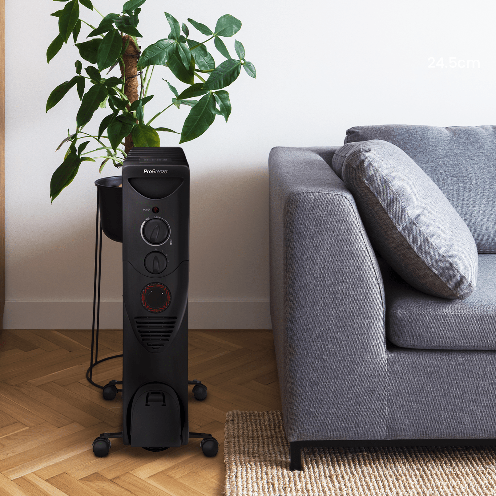 Refurbished - 2500W Oil Filled Radiator with 11 Fins - Black