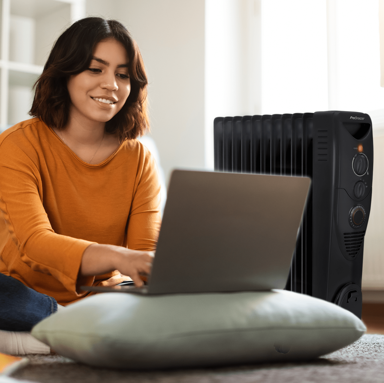 Refurbished - 2500W Oil Filled Radiator with 11 Fins - Black