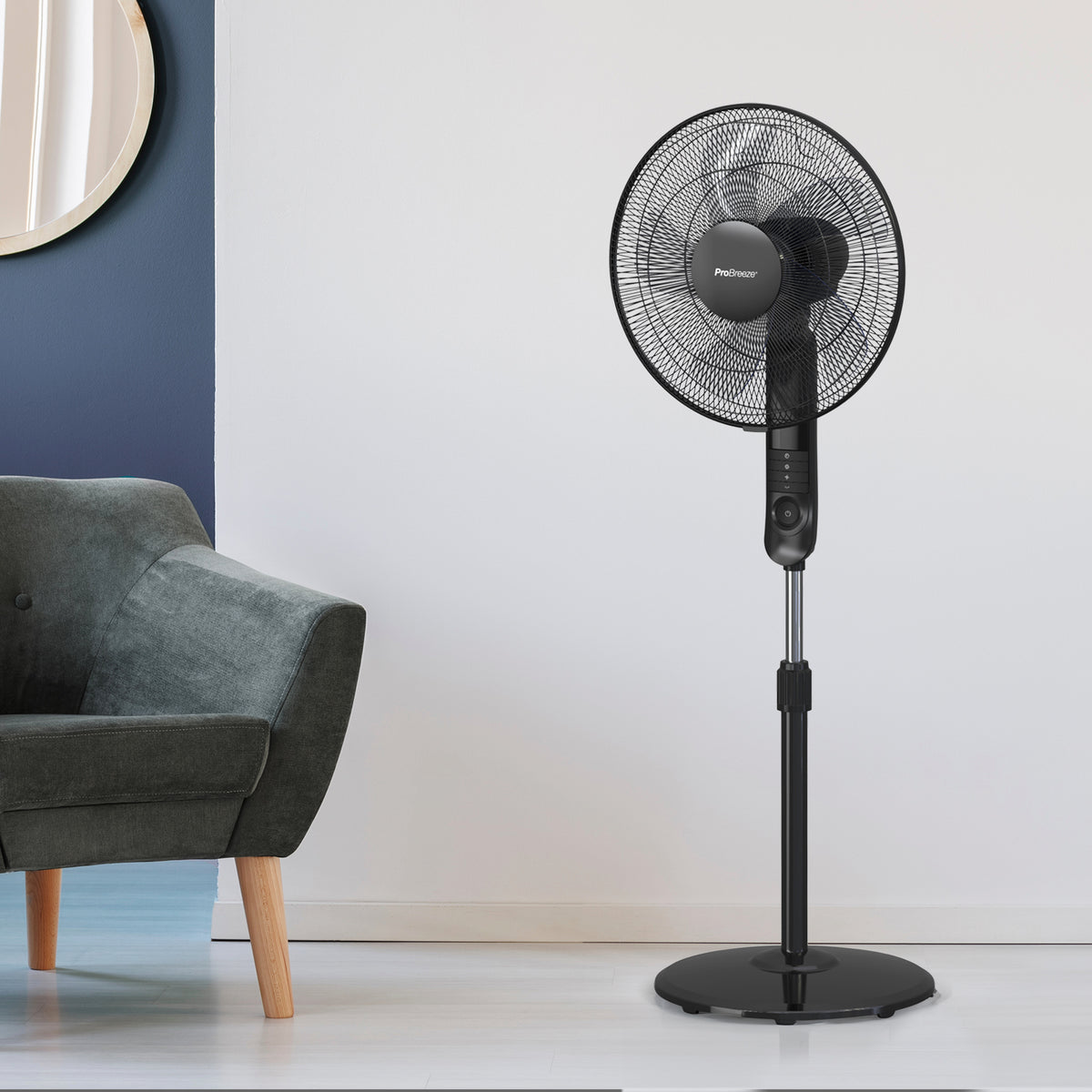 16" Pedestal Fan with 4 Fan Modes and Remote Control - Black