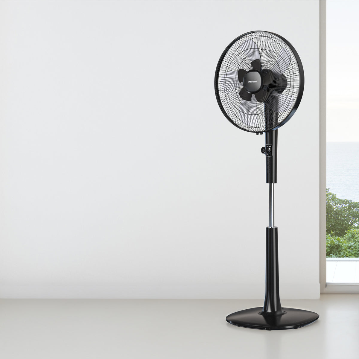 16" Pedestal Fan - Low Energy DC Motor, 3 Operating Modes & Remote Control - Black