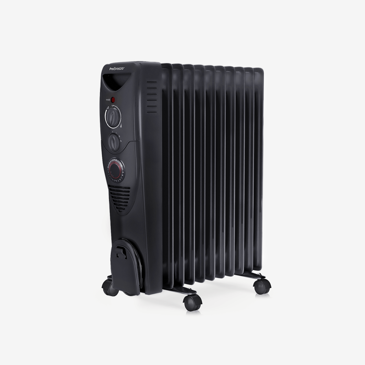 2500W Oil Filled Radiator Heater with 11 Fins Black
