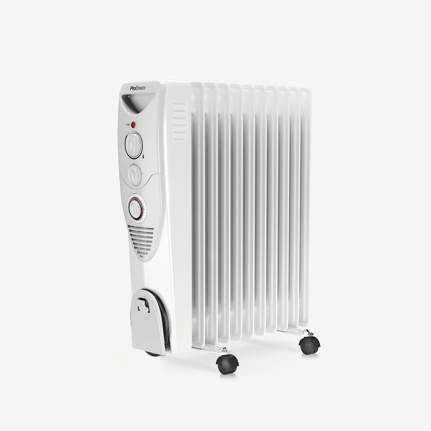 2500W Oil Filled Radiator Heater with 11 Fins - White