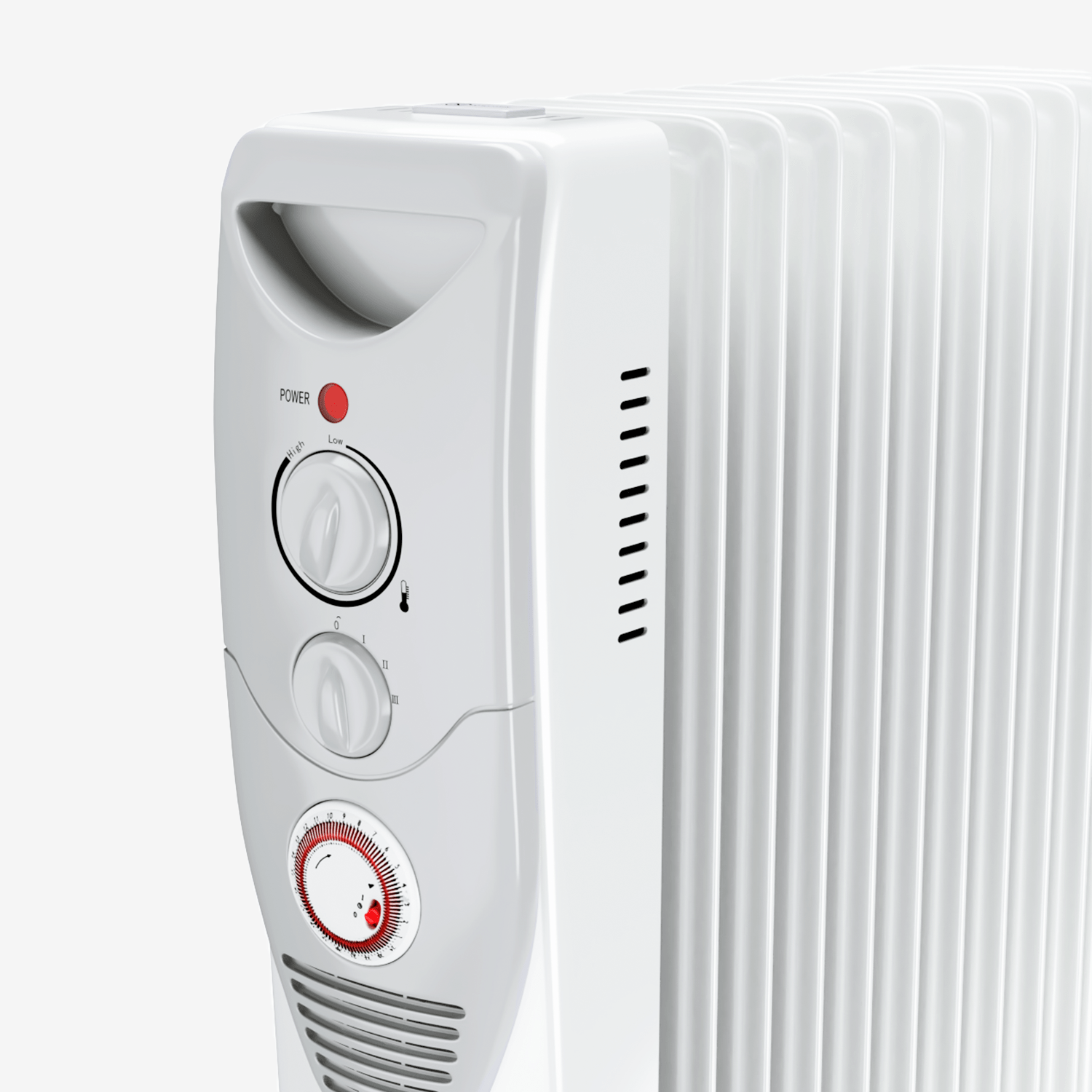 2500W Oil Filled Radiator Heater with 11 Fins - White