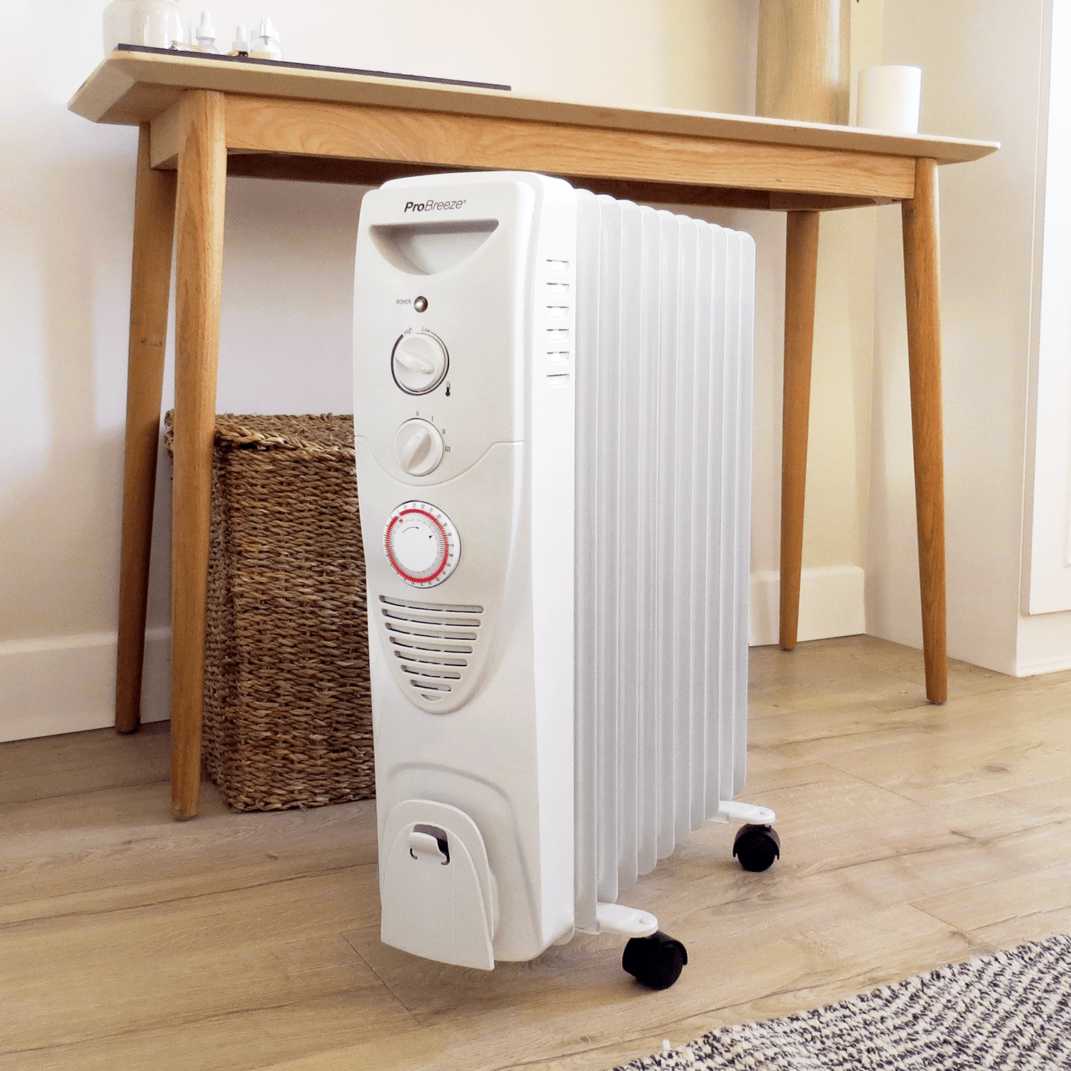 2500W Oil Filled Radiator Heater with 11 Fins - White