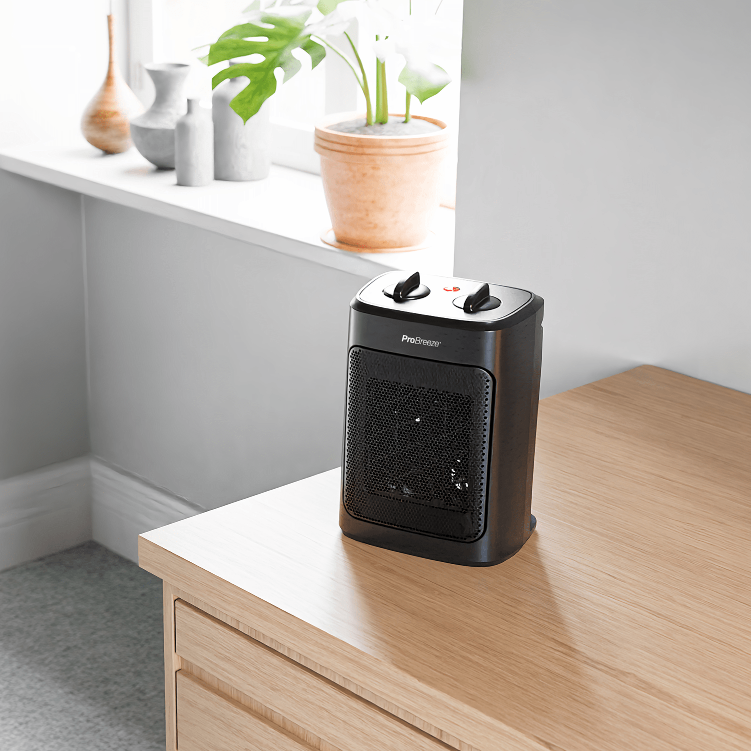 2000W Mini Ceramic Fan Heater - Black