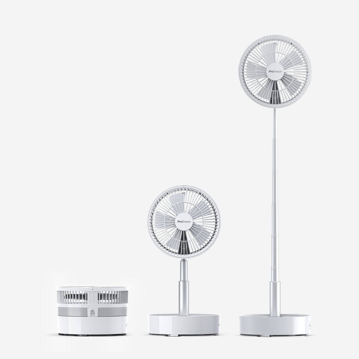 2‑in‑1 Portable Rechargeable Folding Fan (Desk & Floor) - White