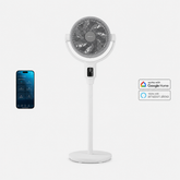 AirFlo Plus™ 44" Smart Hybrid Pedestal Fan - Ultra-Quiet Air Circulator - White/Grey
