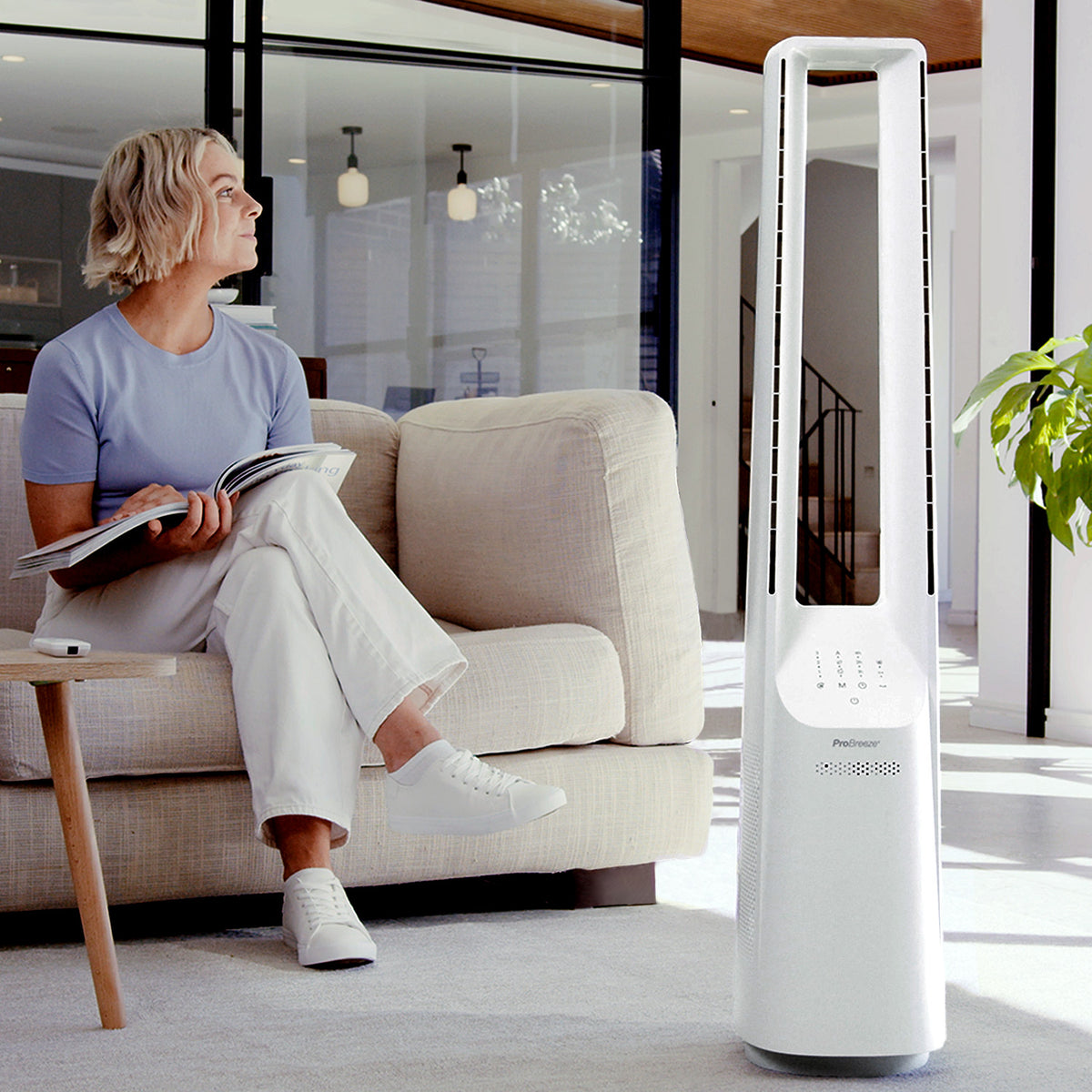 40" Bladeless Tower Fan with Smart App Control - White