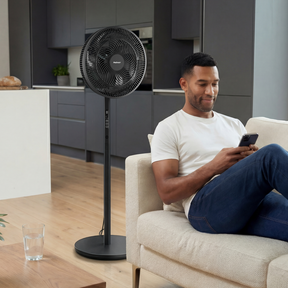 AirFlo™ Slim 43" Hybrid Pedestal Fan - Ultra- Quiet Air Circulator - Black