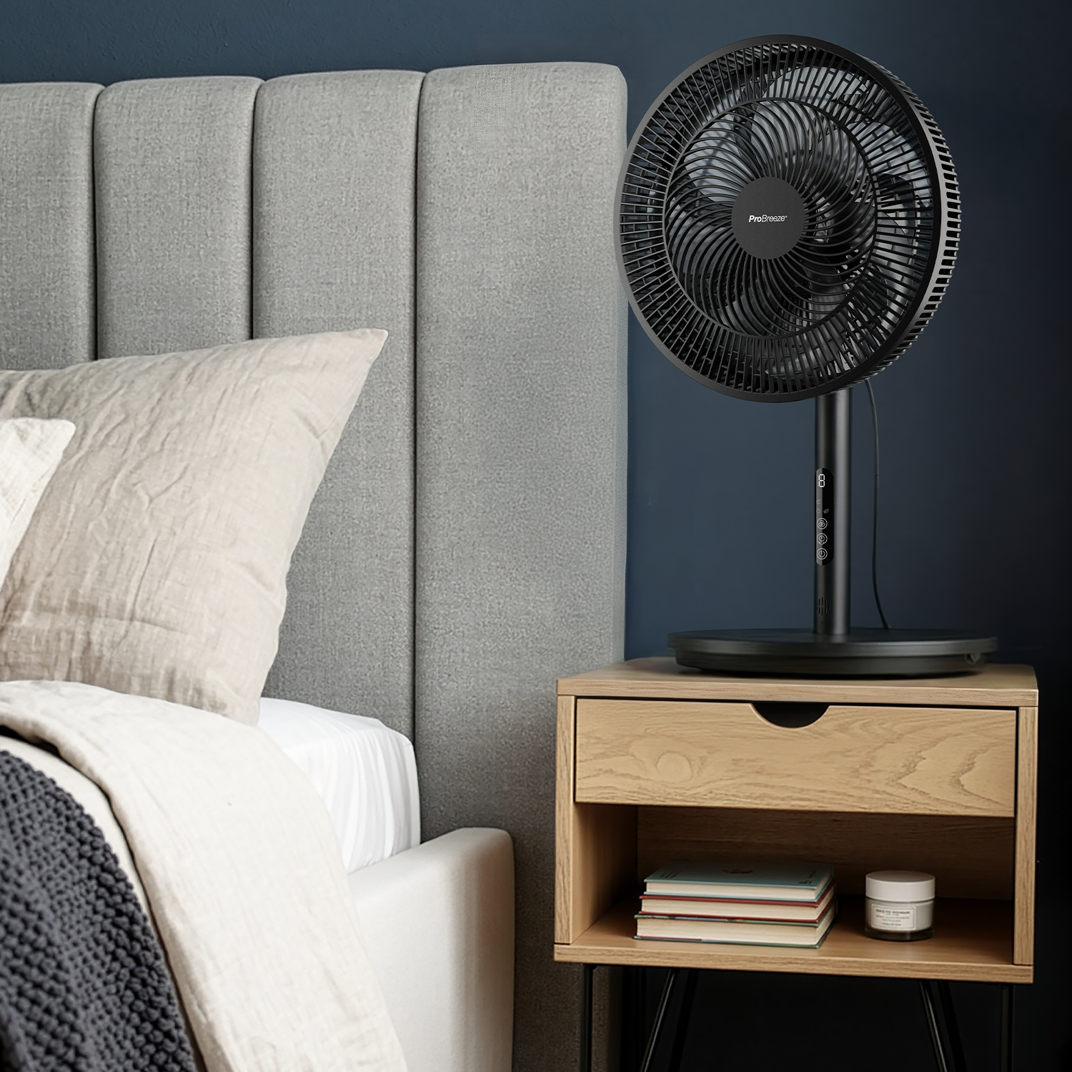 AirFlo™ Slim 43" Hybrid Pedestal Fan - Ultra- Quiet Air Circulator - Black