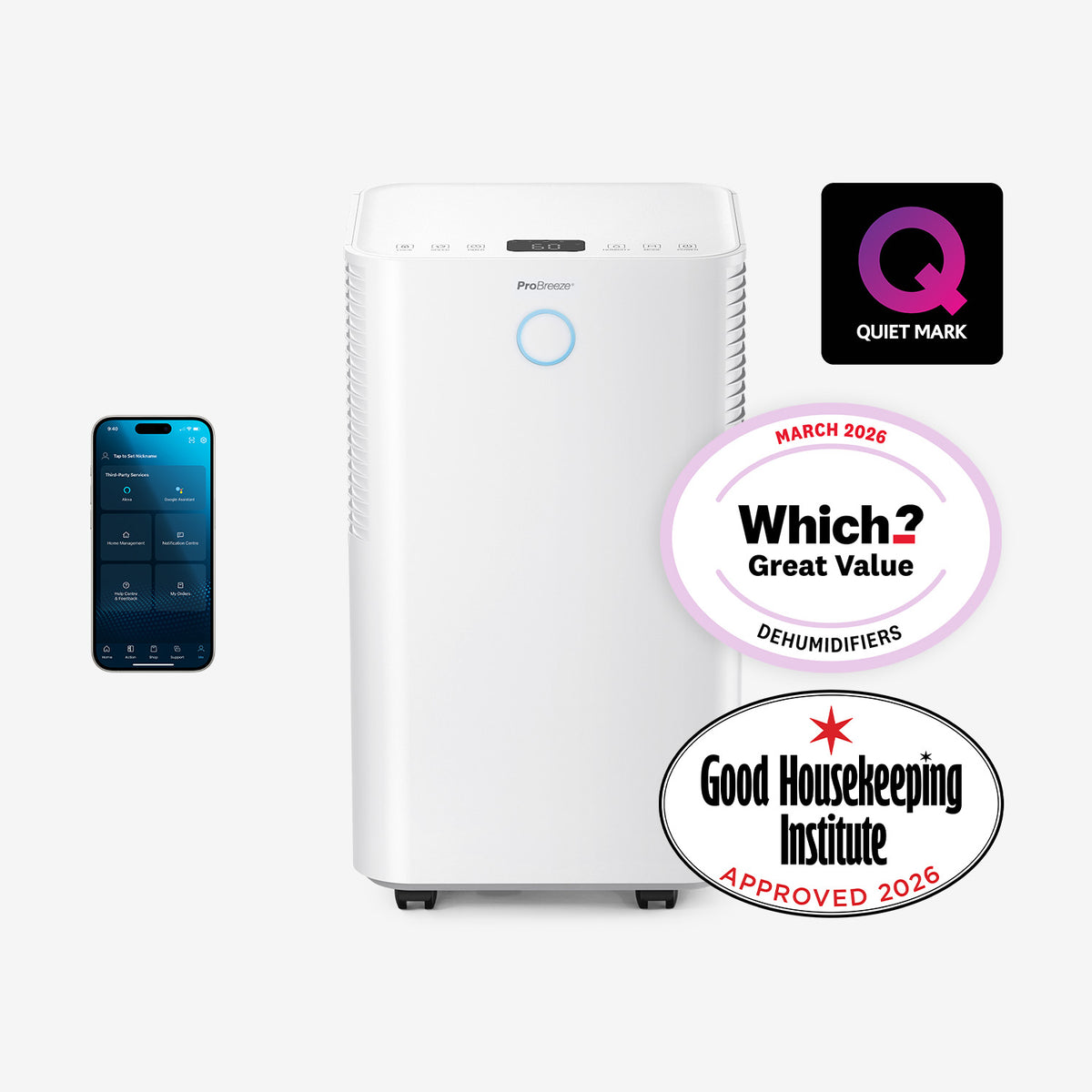 OmniDry 12L Quiet Low Energy Dehumidifier with Smart App Control