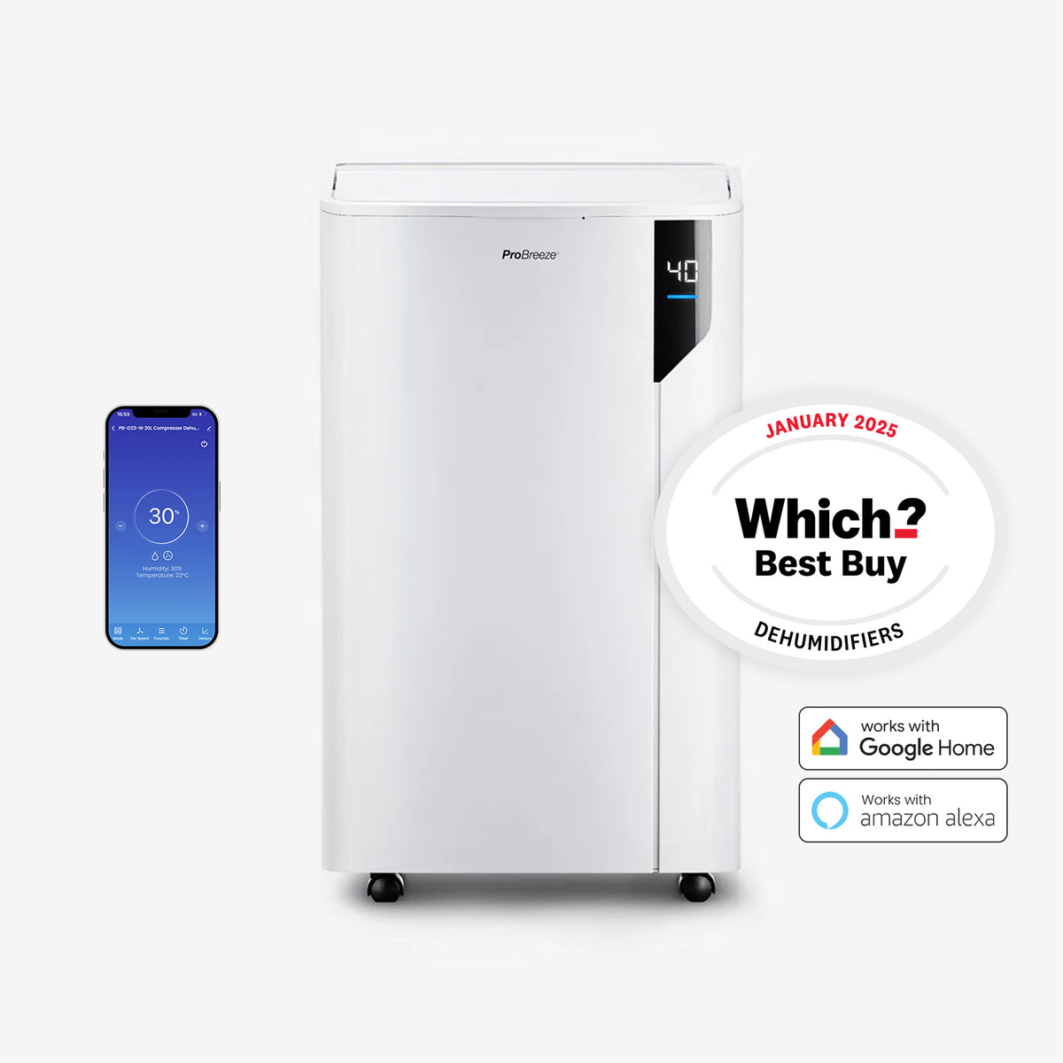 20L Premium Dehumidifier with Special One-Click Laundry Mode and Smart App Control