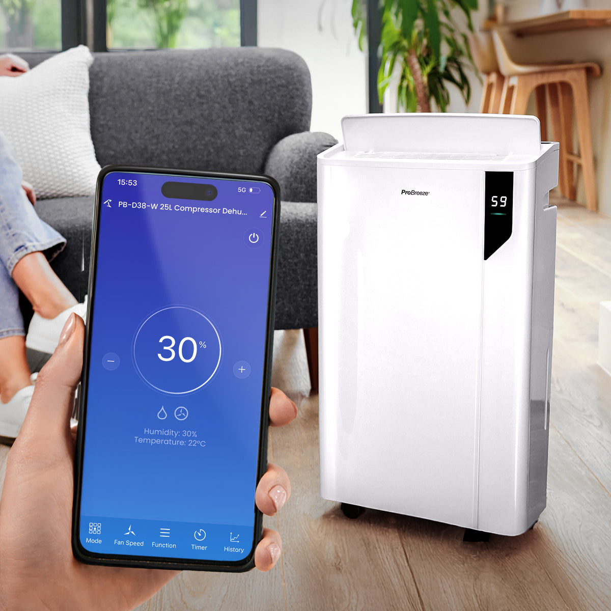 25L Premium Dehumidifier with Special One-Click Laundry Mode and Smart App Control