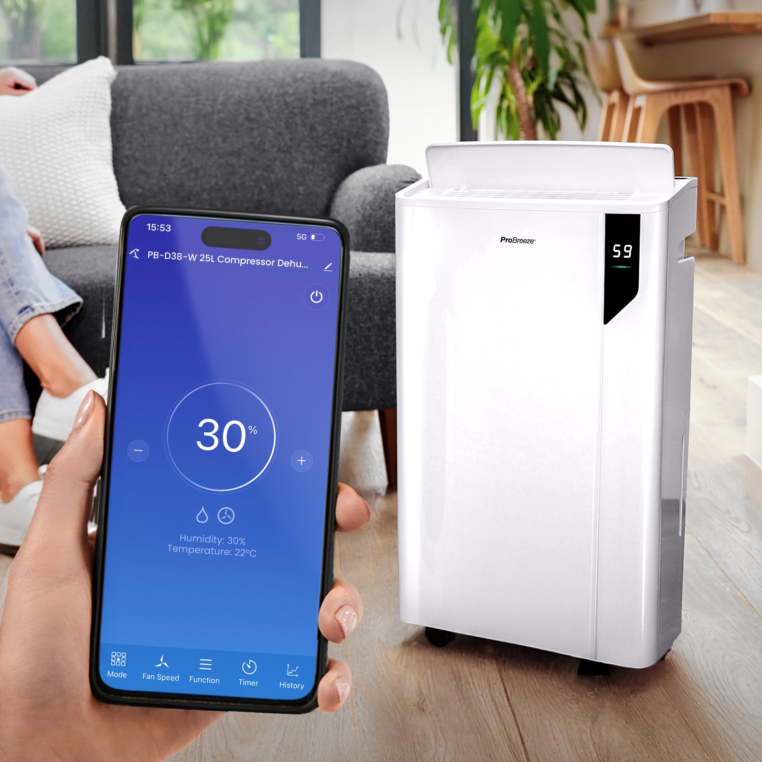 25L Premium Dehumidifier with Special One-Click Laundry Mode and Smart App Control