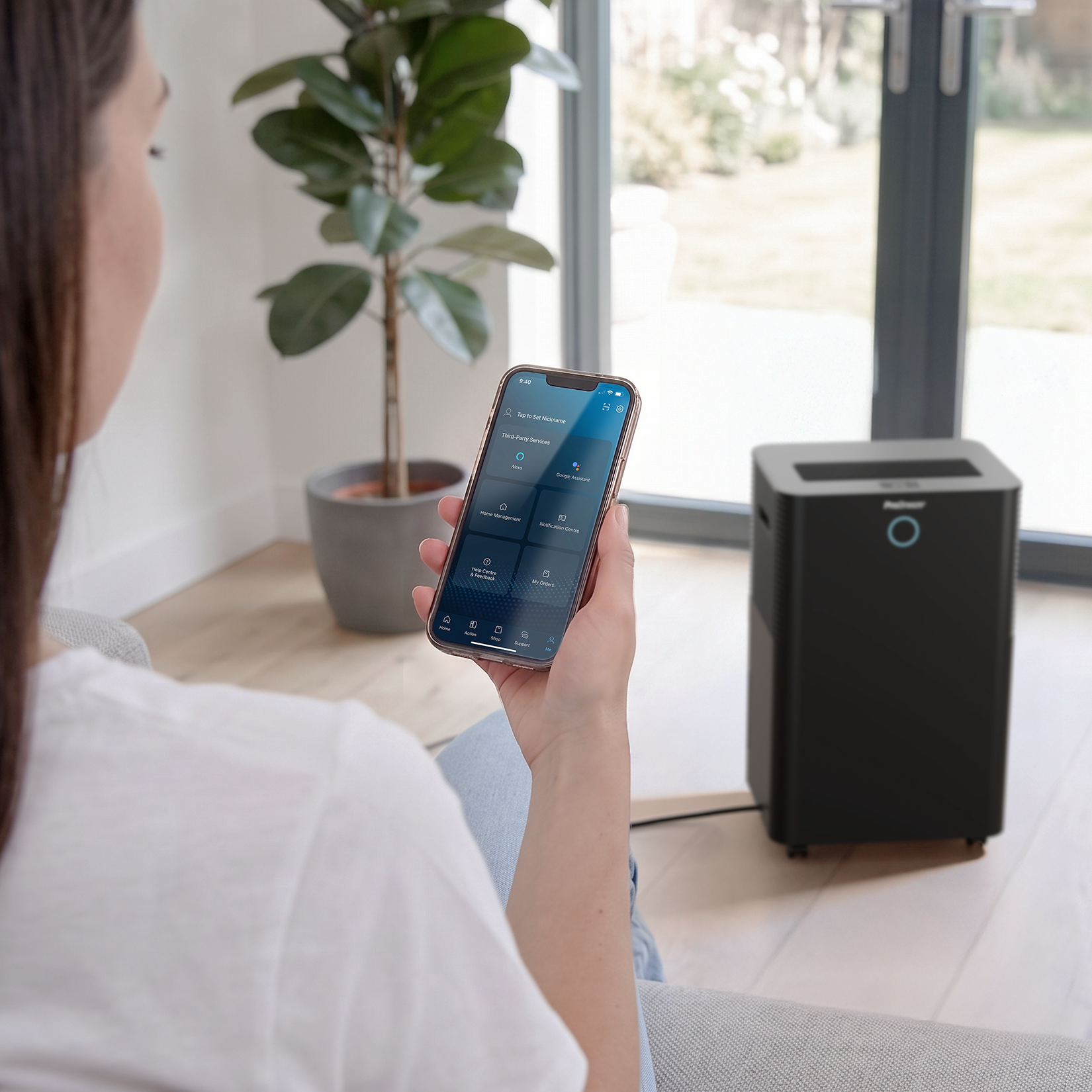 OmniDry 20L Quiet Low Energy Dehumidifier with Laundry Mode and Smart App Control - Black