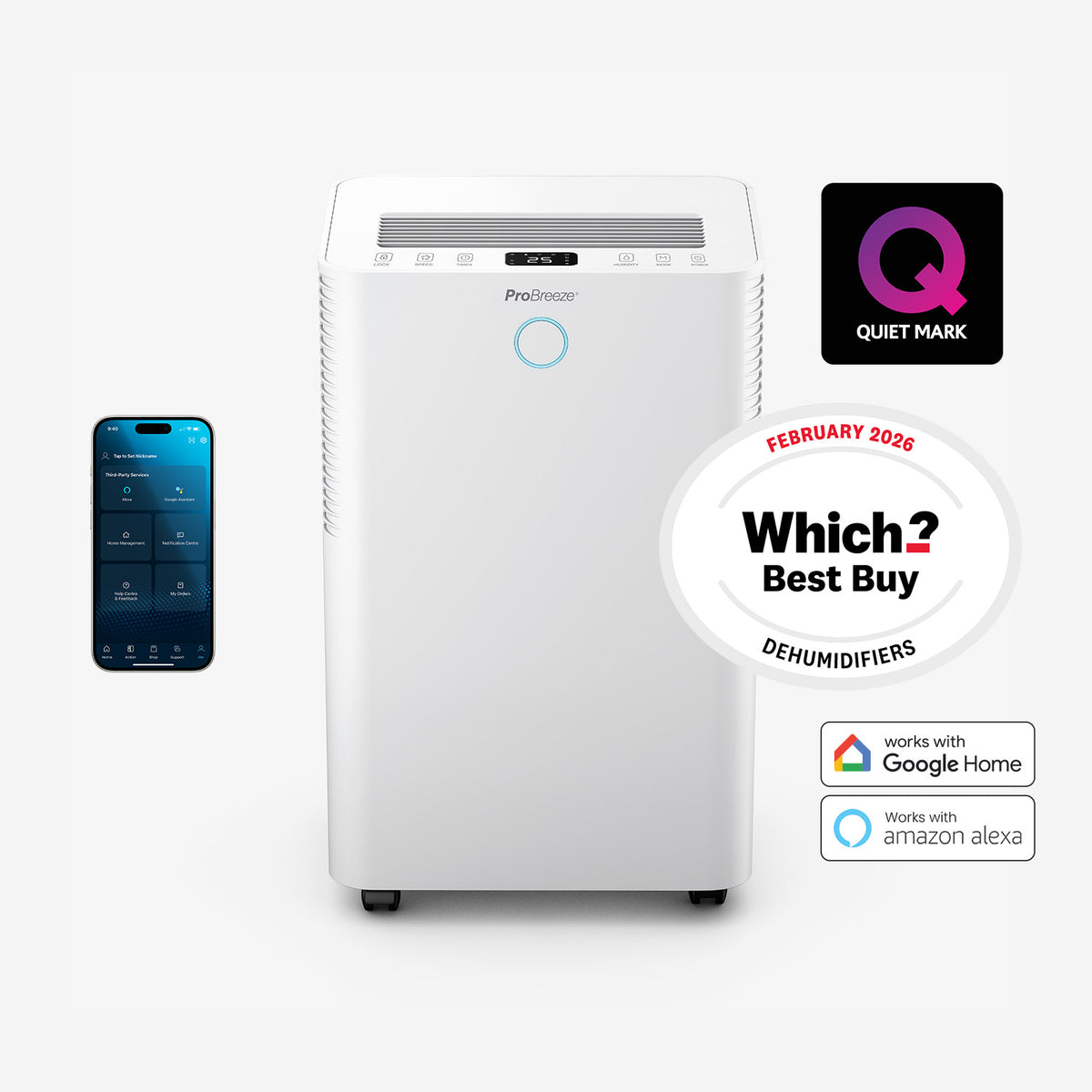 OmniDry 20L Quiet Low Energy Dehumidifier with Laundry Mode and Smart App Control