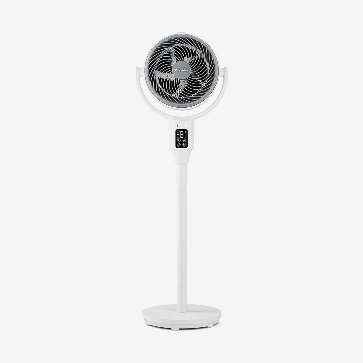 AirFlo™ 43" Hybrid Pedestal Fan - Ultra-Quiet Air Circulator - White/Grey