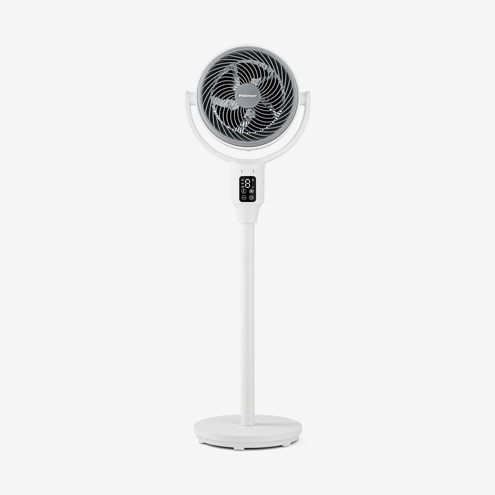 AirFlo™ 43" Hybrid Pedestal Fan - Ultra-Quiet Air Circulator - White/Grey
