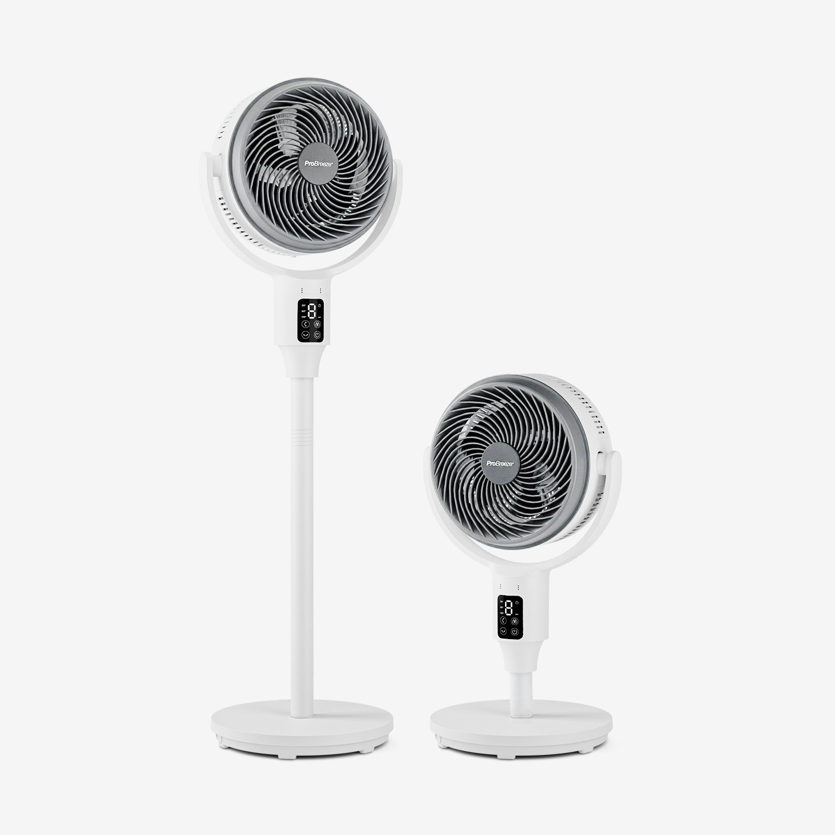 AirFlo™ 43" Hybrid Pedestal Fan - Ultra-Quiet Air Circulator - White/Grey