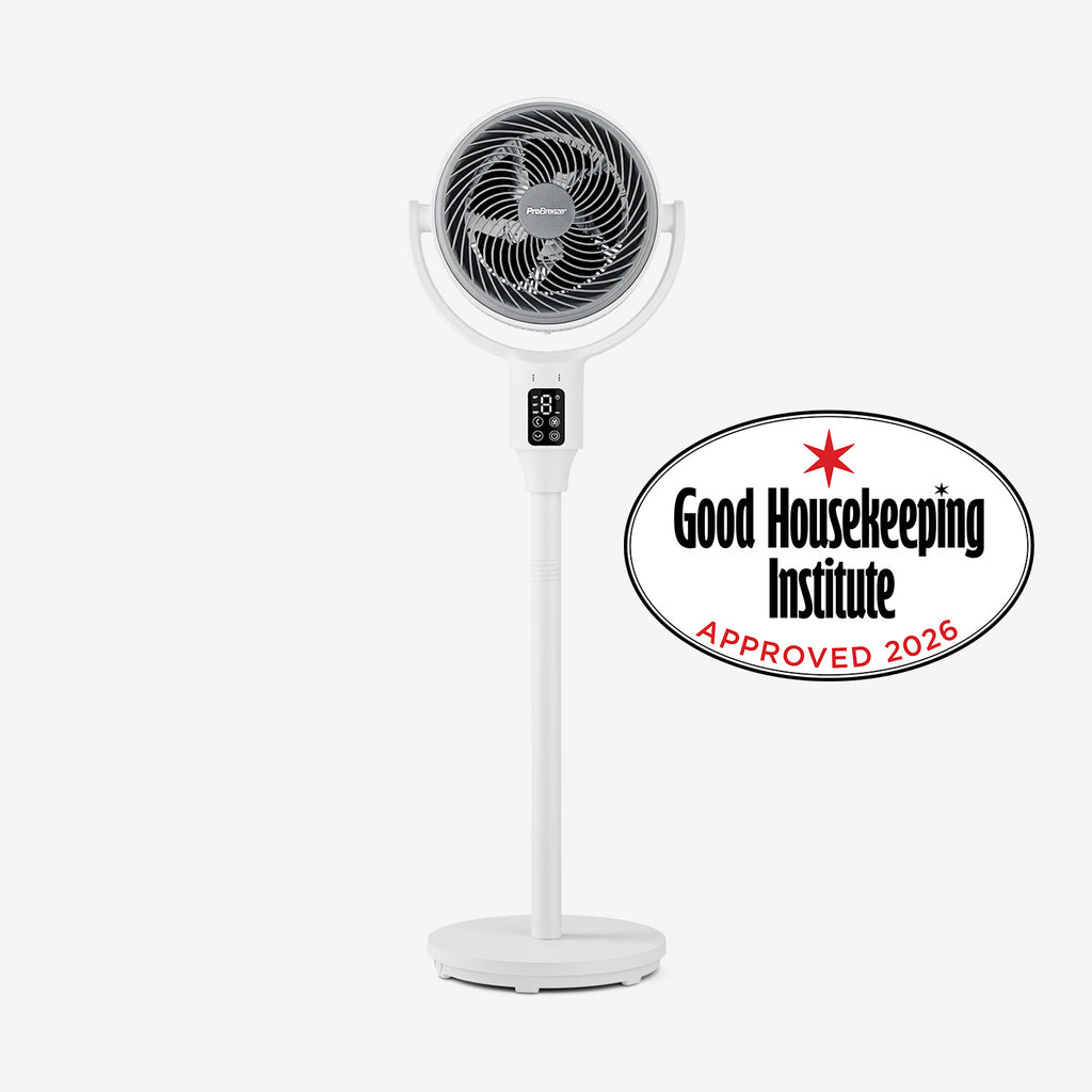 AirFlo™ 43" Hybrid Pedestal Fan Ultra Quiet Air Circulator White Grey