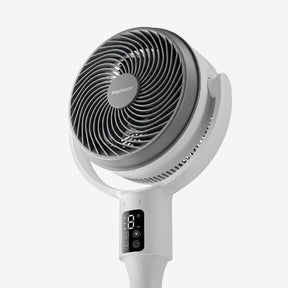 AirFlo™ 43" Smart Hybrid Pedestal Fan - Ultra-Quiet Air Circulator - White/Grey