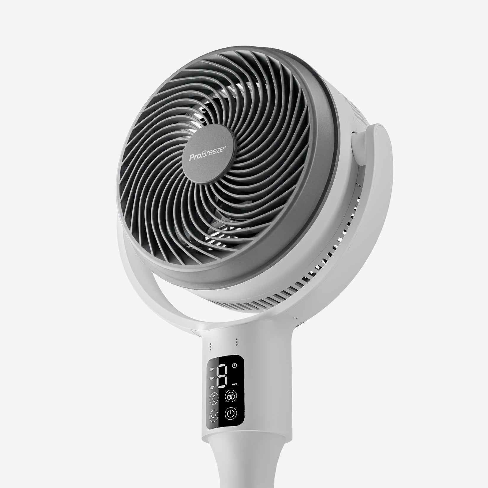 AirFlo™ 43" Hybrid Pedestal Fan - Ultra-Quiet Air Circulator - White/Grey