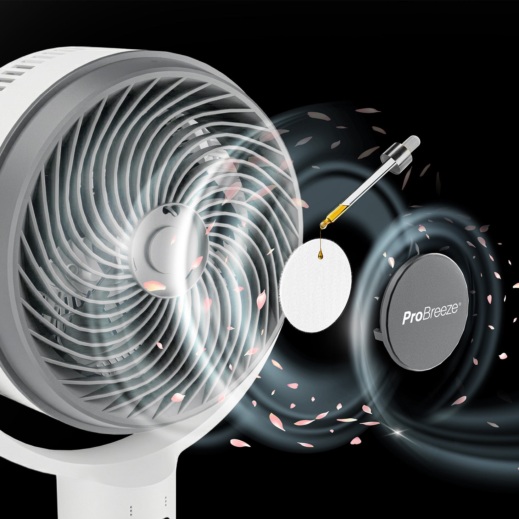AirFlo™ 43" Hybrid Pedestal Fan - Ultra-Quiet Air Circulator - White/Grey