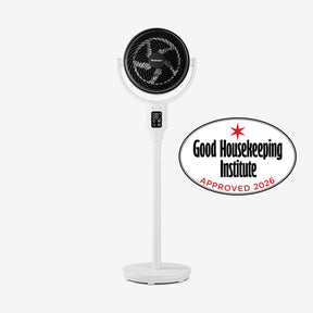 AirFlo™ 43" Hybrid Pedestal Fan - Ultra-Quiet Air Circulator - White/Black