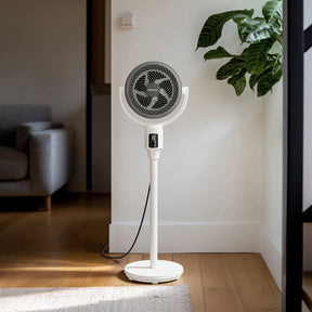 AirFlo™ 43" Hybrid Pedestal Fan - Ultra-Quiet Air Circulator - White/Grey