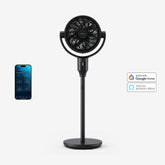 AirFlo Plus™ 44" Smart Hybrid Pedestal Fan - Ultra-Quiet Air Circulator - Black