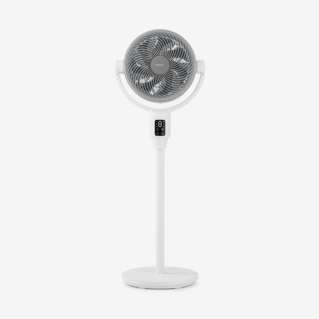 AirFlo Plus™ 44" Hybrid Pedestal Fan Ultra Quiet Air Circulator White Grey