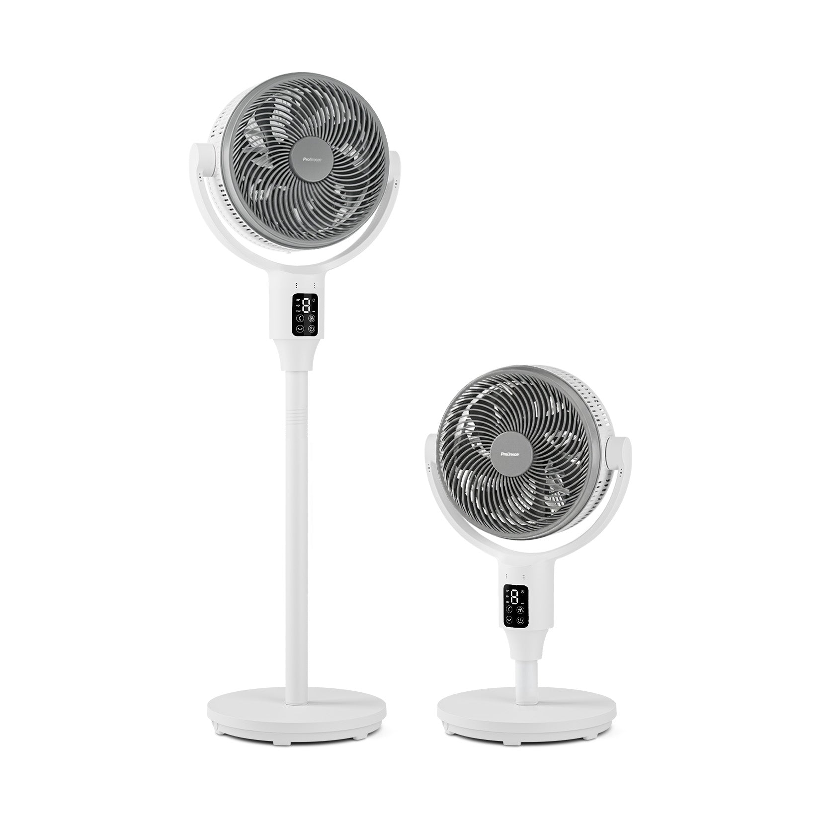 AirFlo Plus™ 44" Hybrid Pedestal Fan - Ultra-Quiet Air Circulator - White/Grey