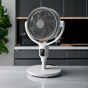 AirFlo Plus™ 44" Hybrid Pedestal Fan - Ultra-Quiet Air Circulator - White/Grey