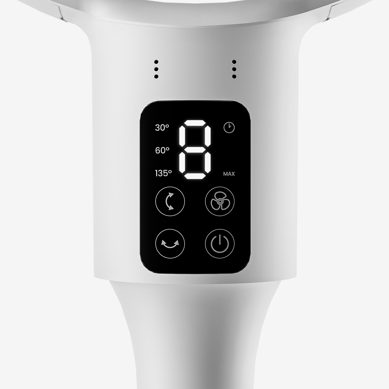 AirFlo Plus™ 44" Smart Hybrid Pedestal Fan - Ultra-Quiet Air Circulator - White/Grey