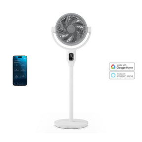 AirFlo Plus™ 44" Smart Hybrid Pedestal Fan - Ultra-Quiet Air Circulator - White/Grey